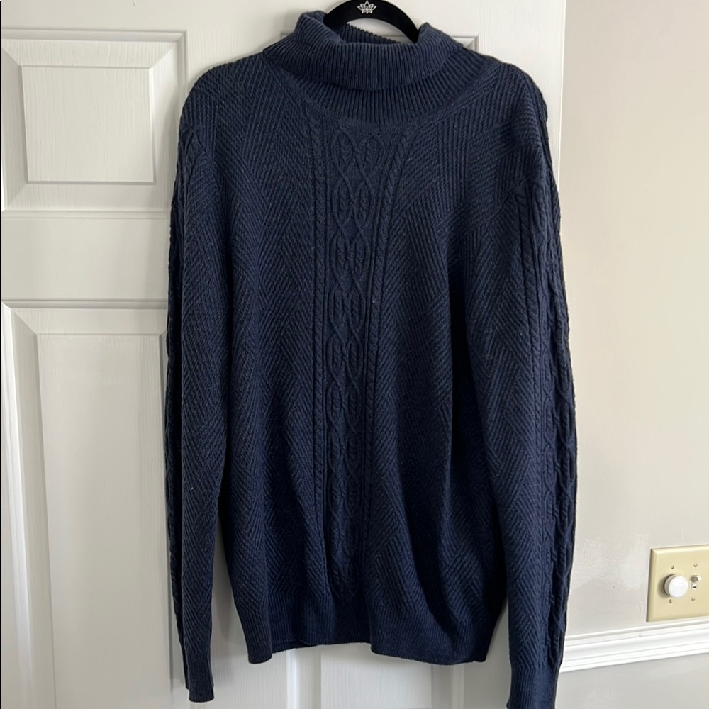 Jos. A. Bank Blue Turtleneck Sweater with Cable Knit